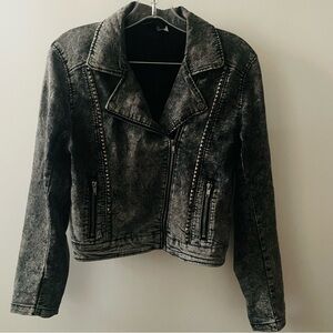 H&M Grey acid wash biker jacket